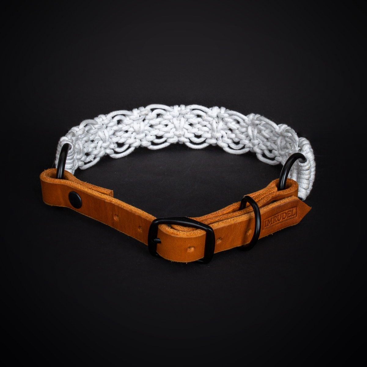 Schnallenverschluss Boho white Makramee Halsband von IMRUDEL
